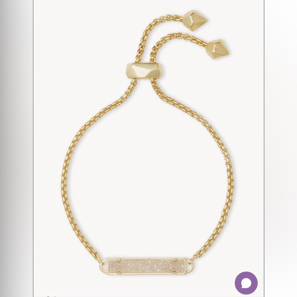 Kendra Scott Gold Stan Adjustable Bracelet with Iridescent White Stone - Picture 2 of 5